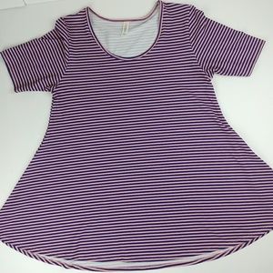 Lularoe Perfect T pink and blurple stripes